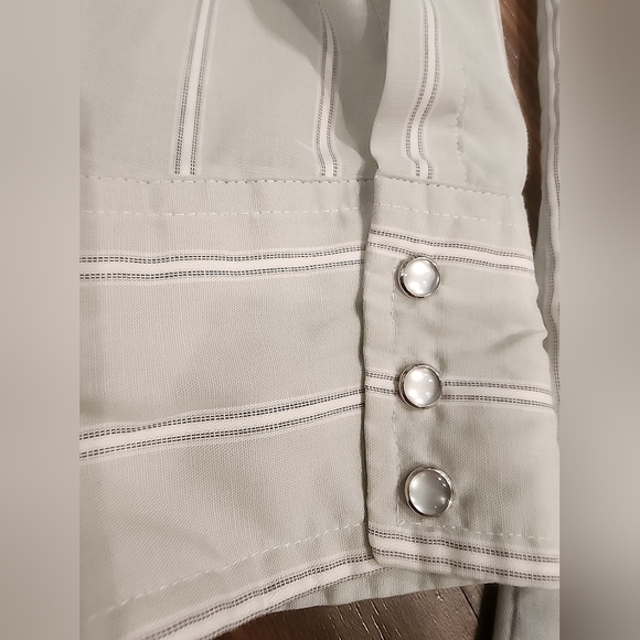 Vtg 90s Wrangler Cowboy Cut Longsleeve Button Up Shirt - Picture 4 of 11